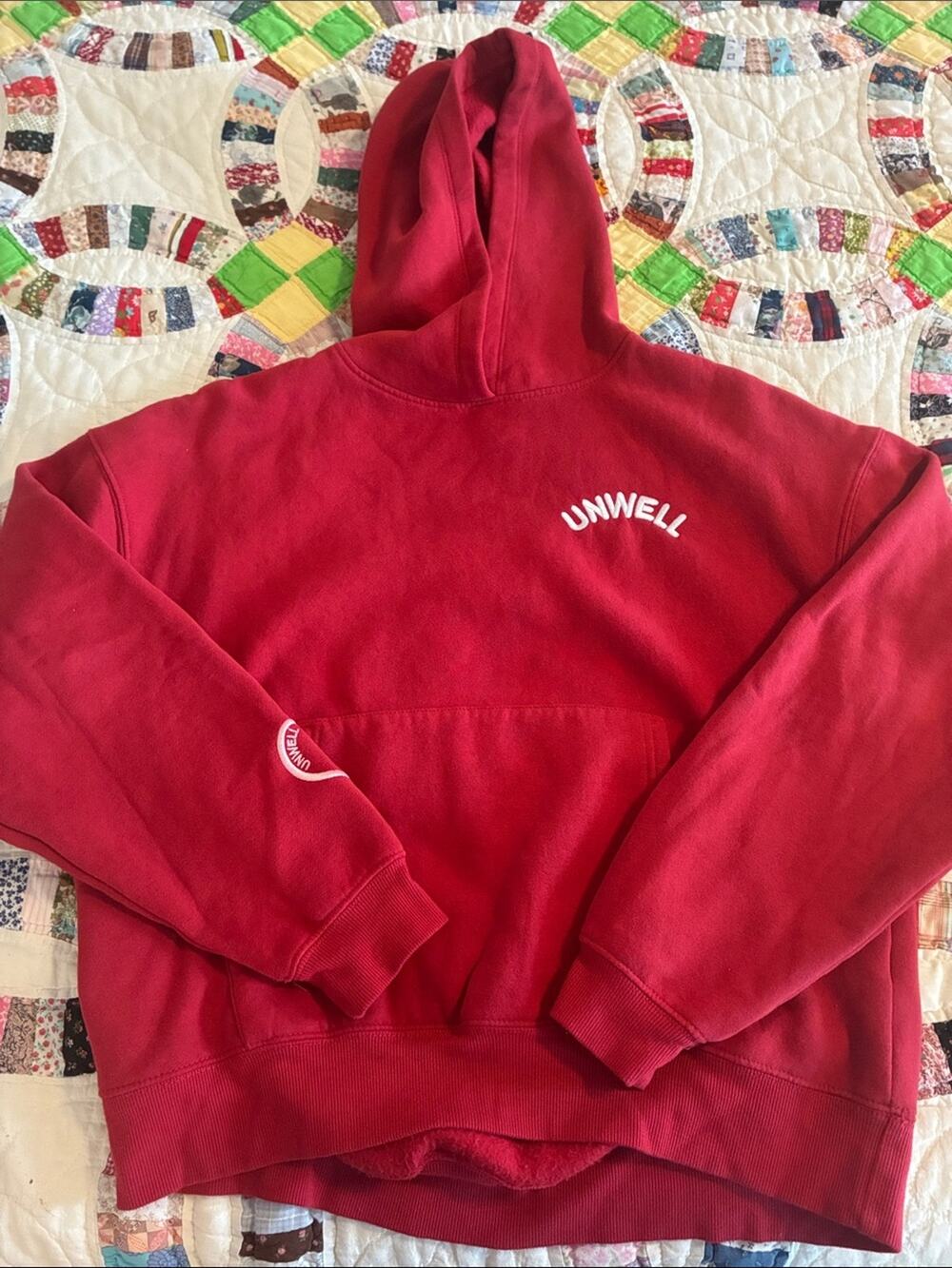 Unwell Red Hoodie Sweatshirt small coquette girlhoodcore cozy colorful